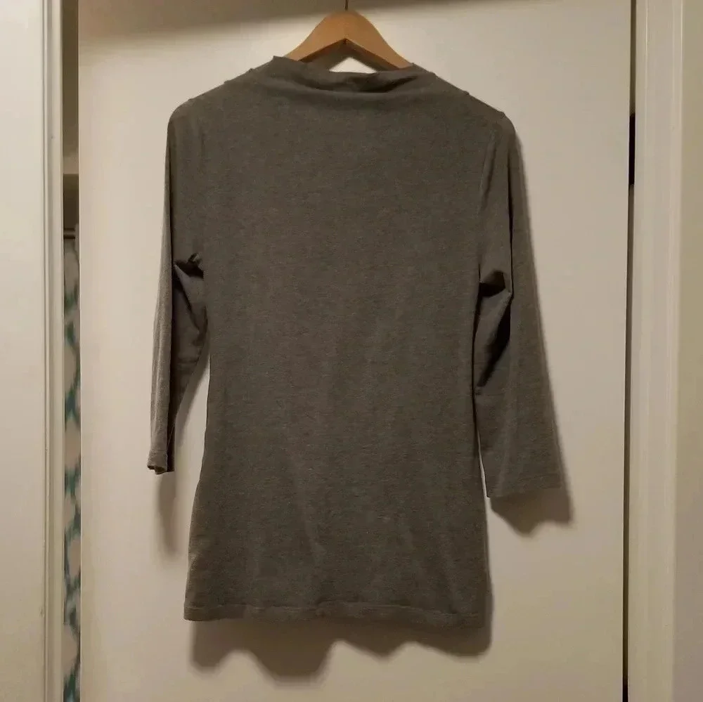 Anthro Deletta Gathered Ruched Top, Gray, Medium - Picture 5 of 6